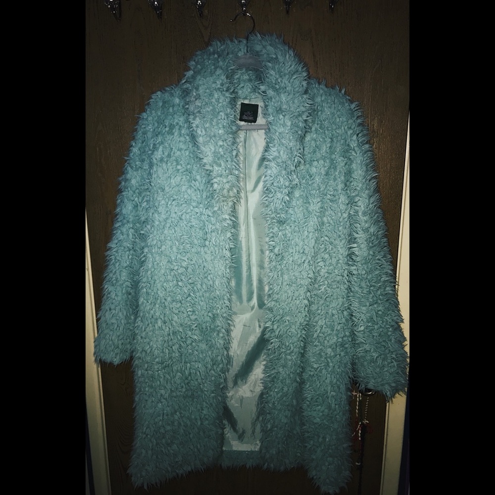 Target Wild Fable Furry Teal Green Jacket